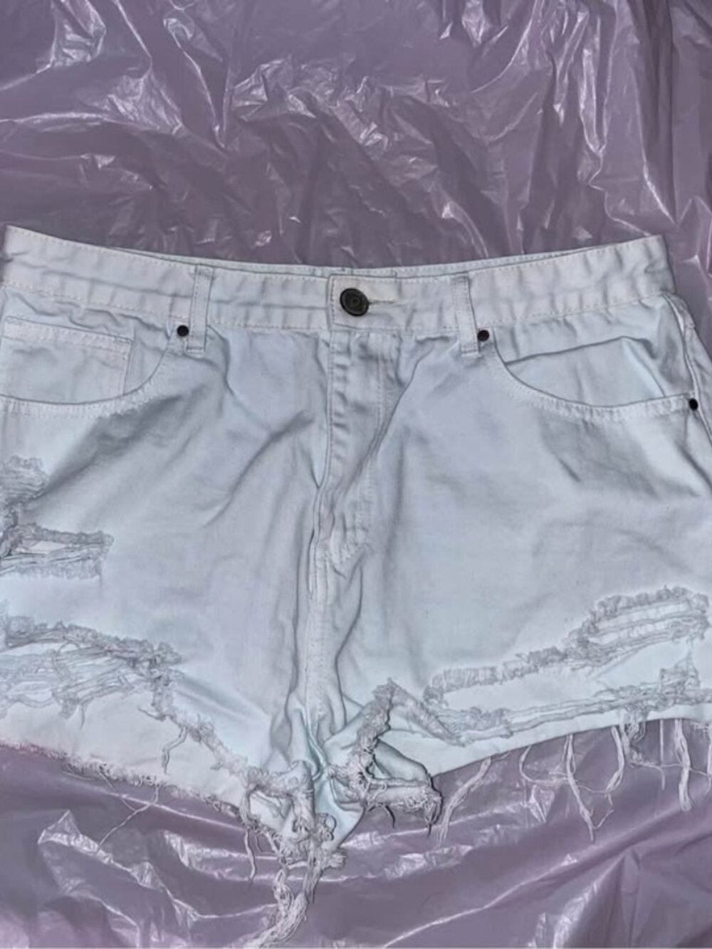 Forever 21 Pale Blue Distressed Shorts
